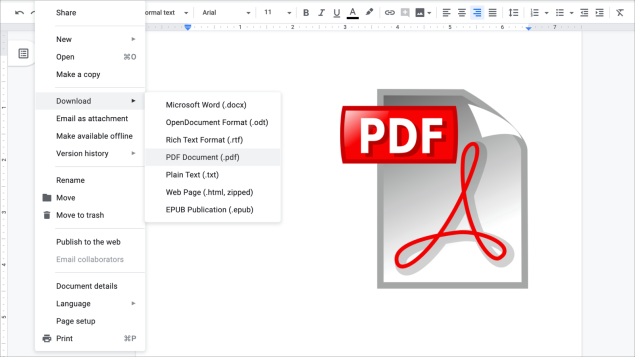 Chuyển tài liệu trên Google Docs thành file PDF